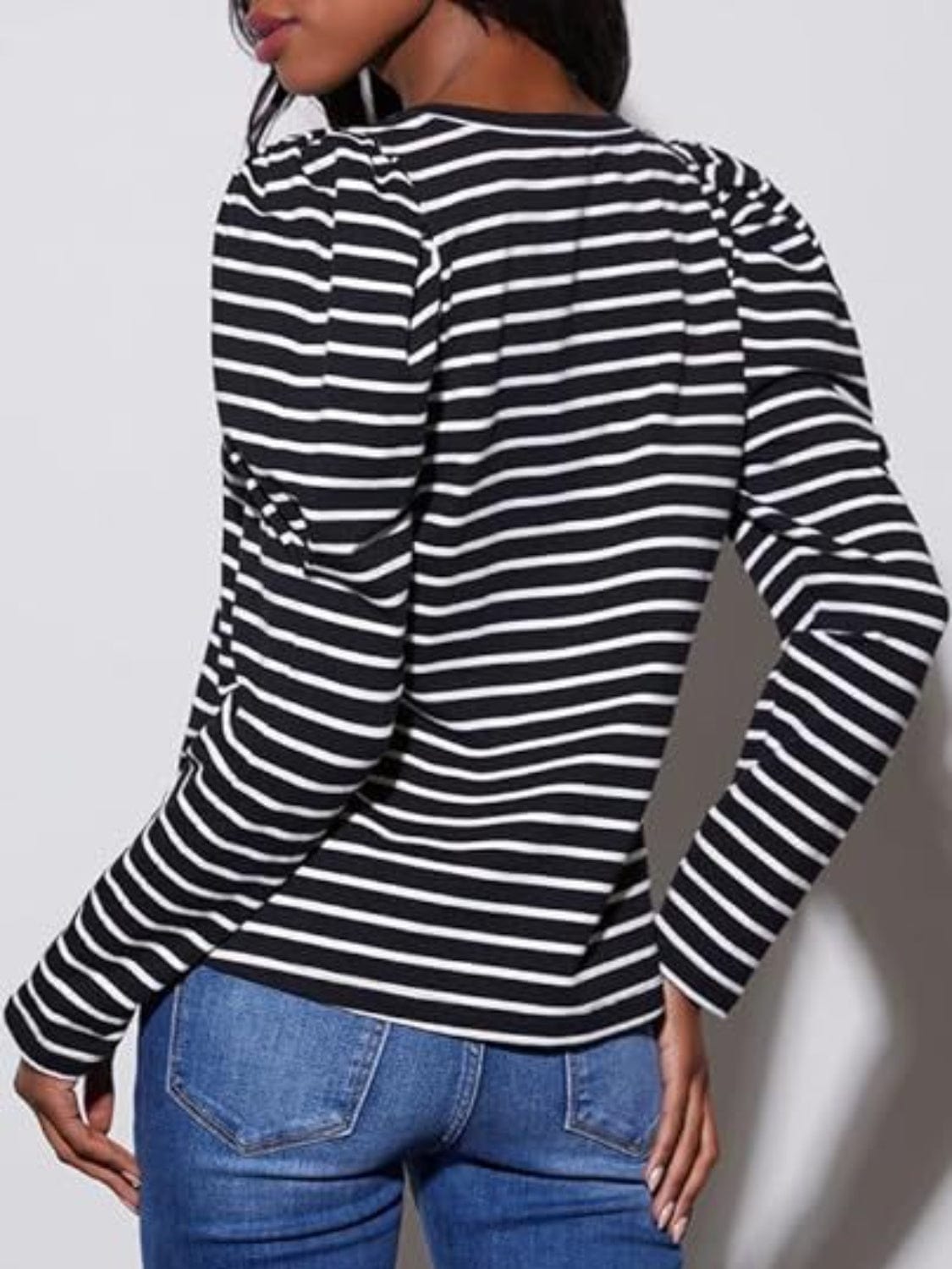 Full Size Striped Round Neck Long Sleeve T-Shirt