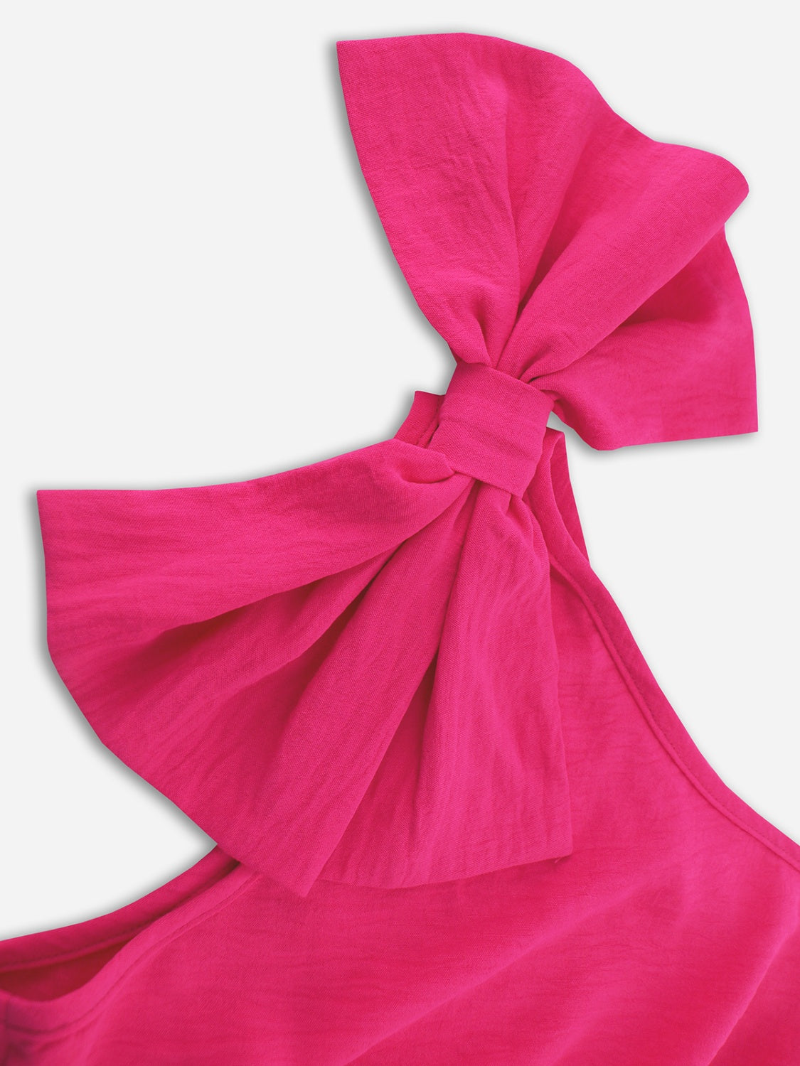FULL SIZE Bow Asymmetrical Neck Sleeveless Dress