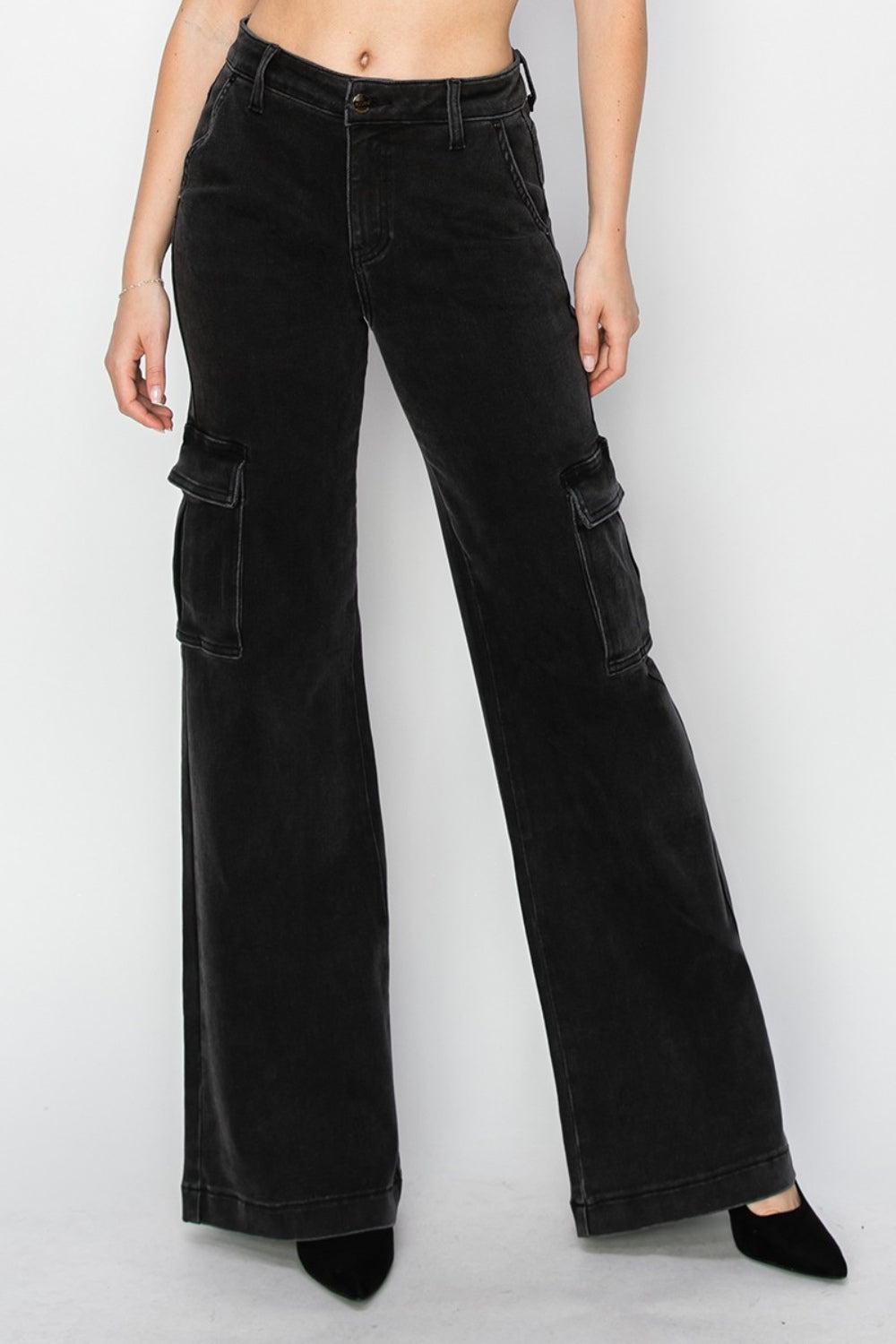 Risen Full Size High Rise Wide Leg Cargo Jeans