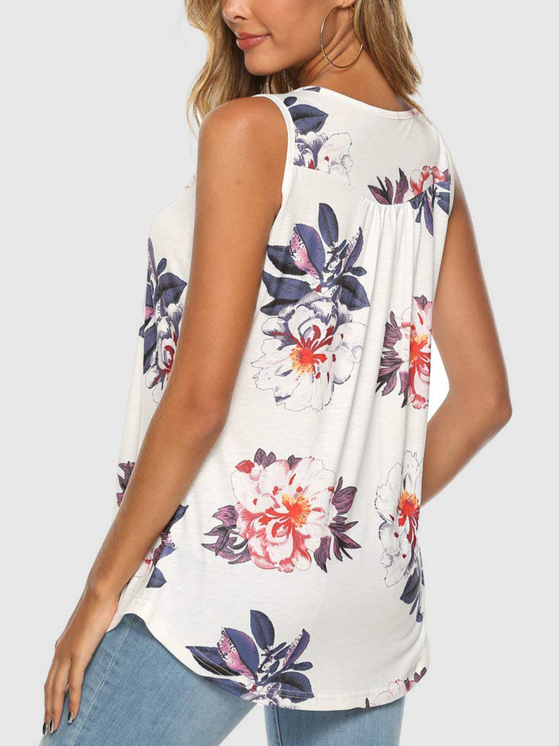 Flower Printed Round Neck Tank