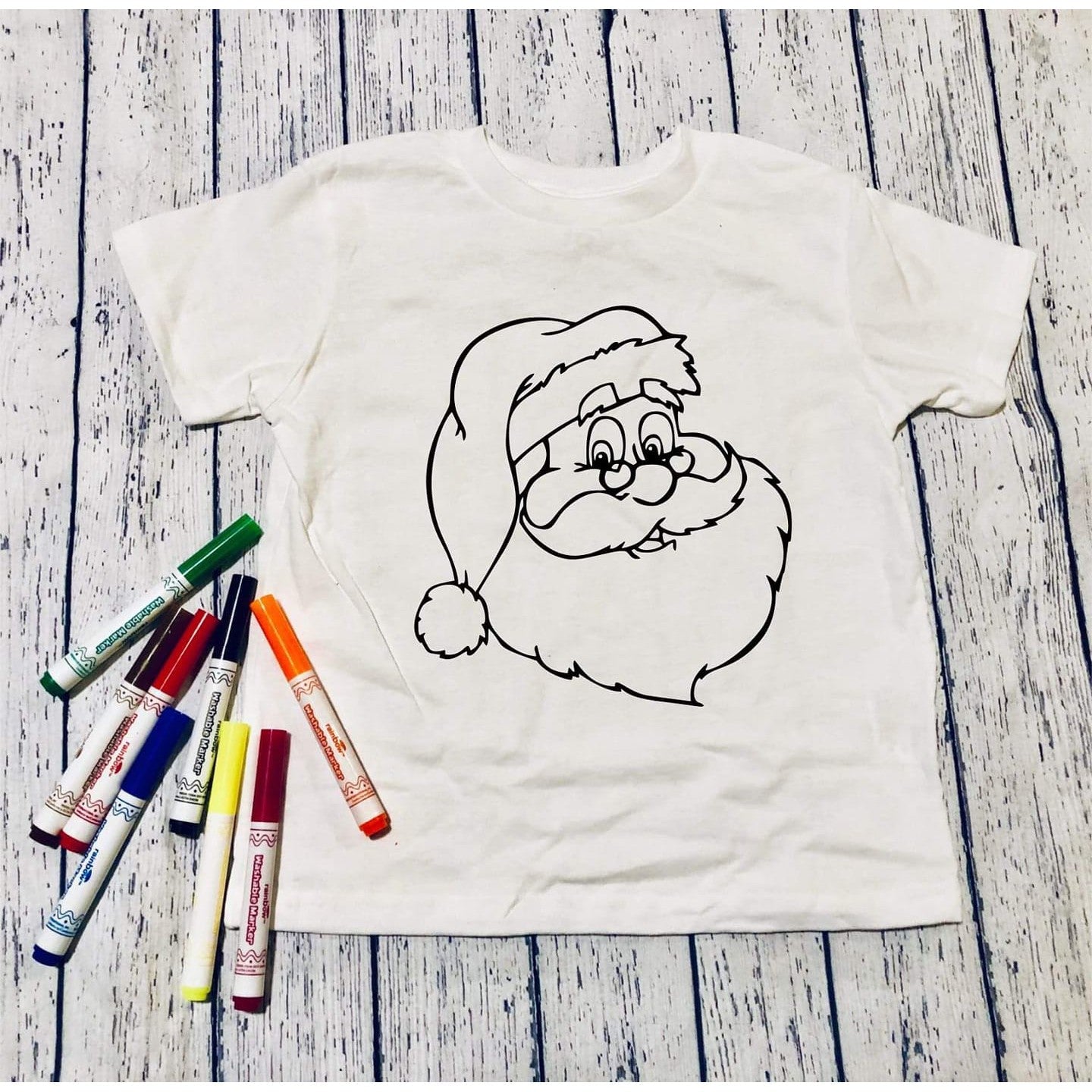 Unisex Youth Color It Santa Graphic Tees SZ XS-XL (4Y-16Y)