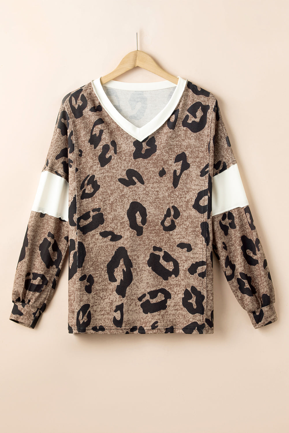 Leopard V-Neck Long Sleeve Blouse