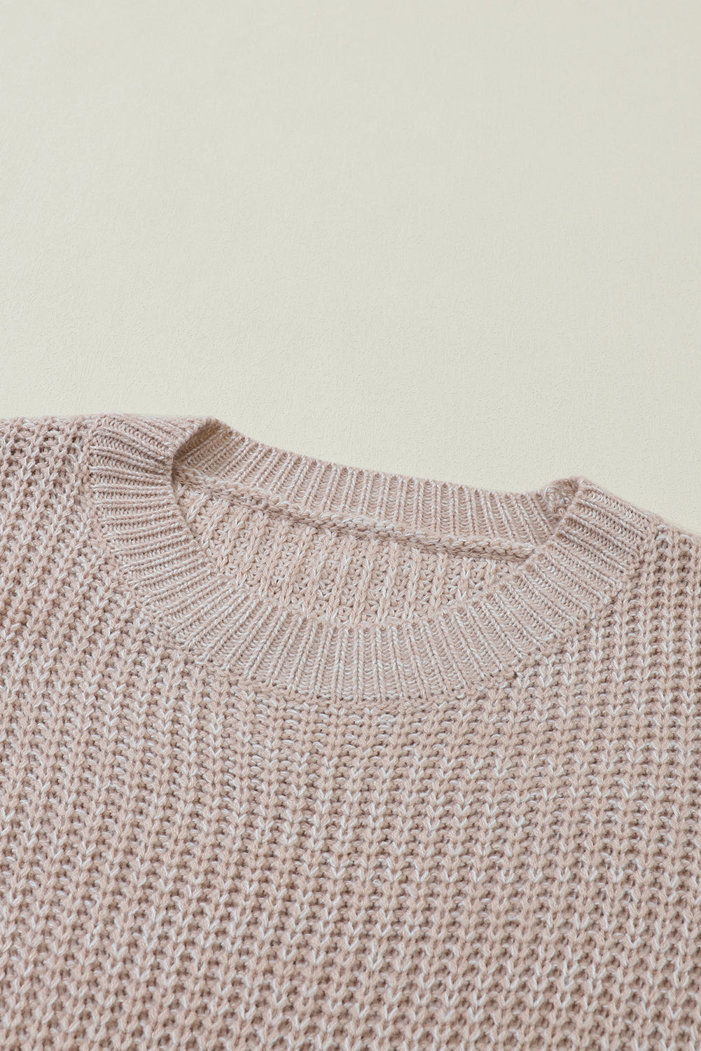 Cable-Knit Round Neck Dropped Shoulder Sweater