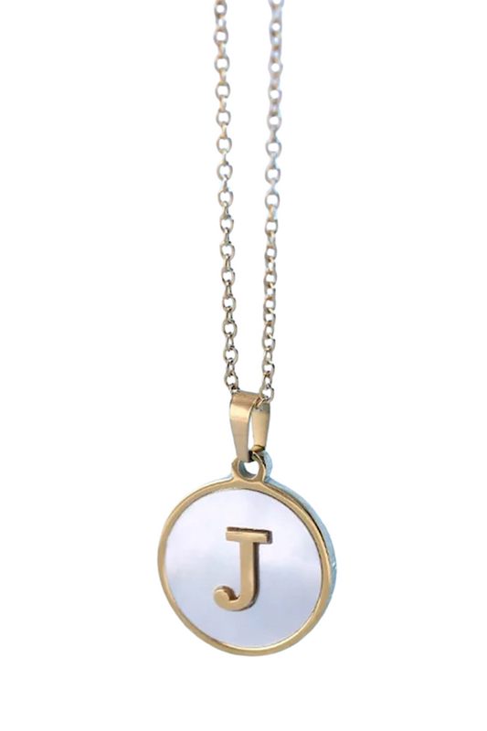 Gold Pearl Initial Necklace J