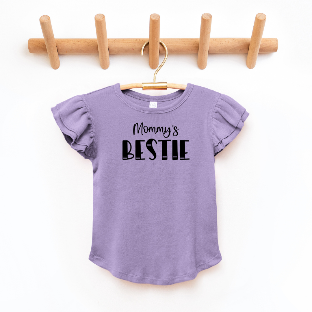 (Children's) Mommy's Bestie Toddler And Infant Flutter Sleeve Graphic Tee SZ 6M-6Years