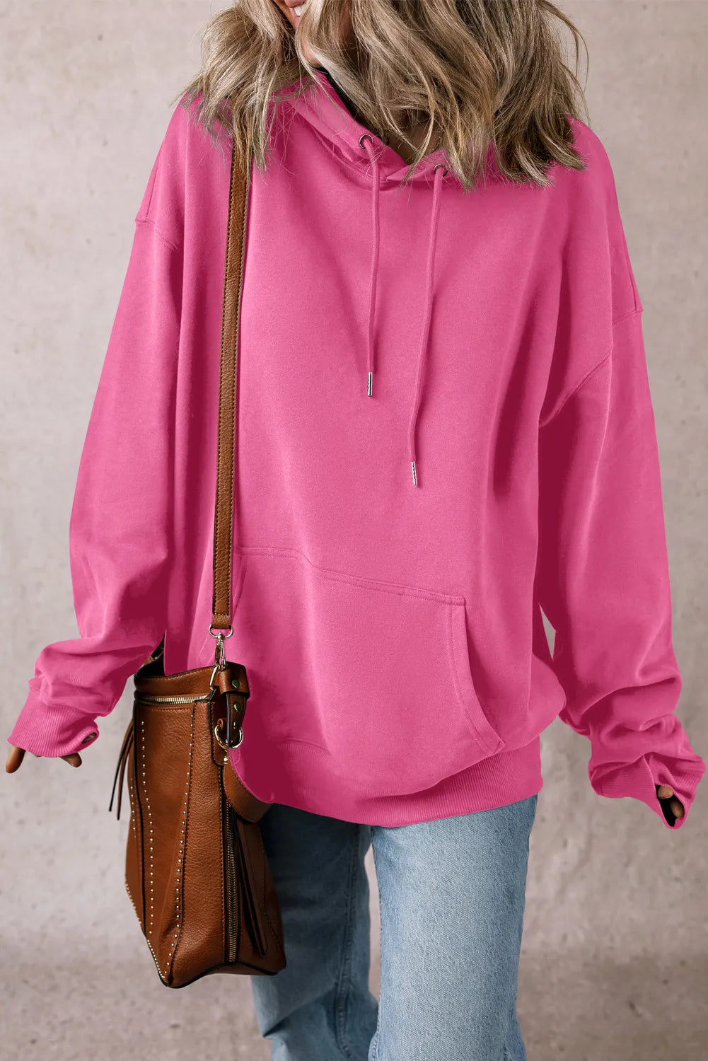 Drawstring Dropped Shoulder Long Sleeve Hoodie