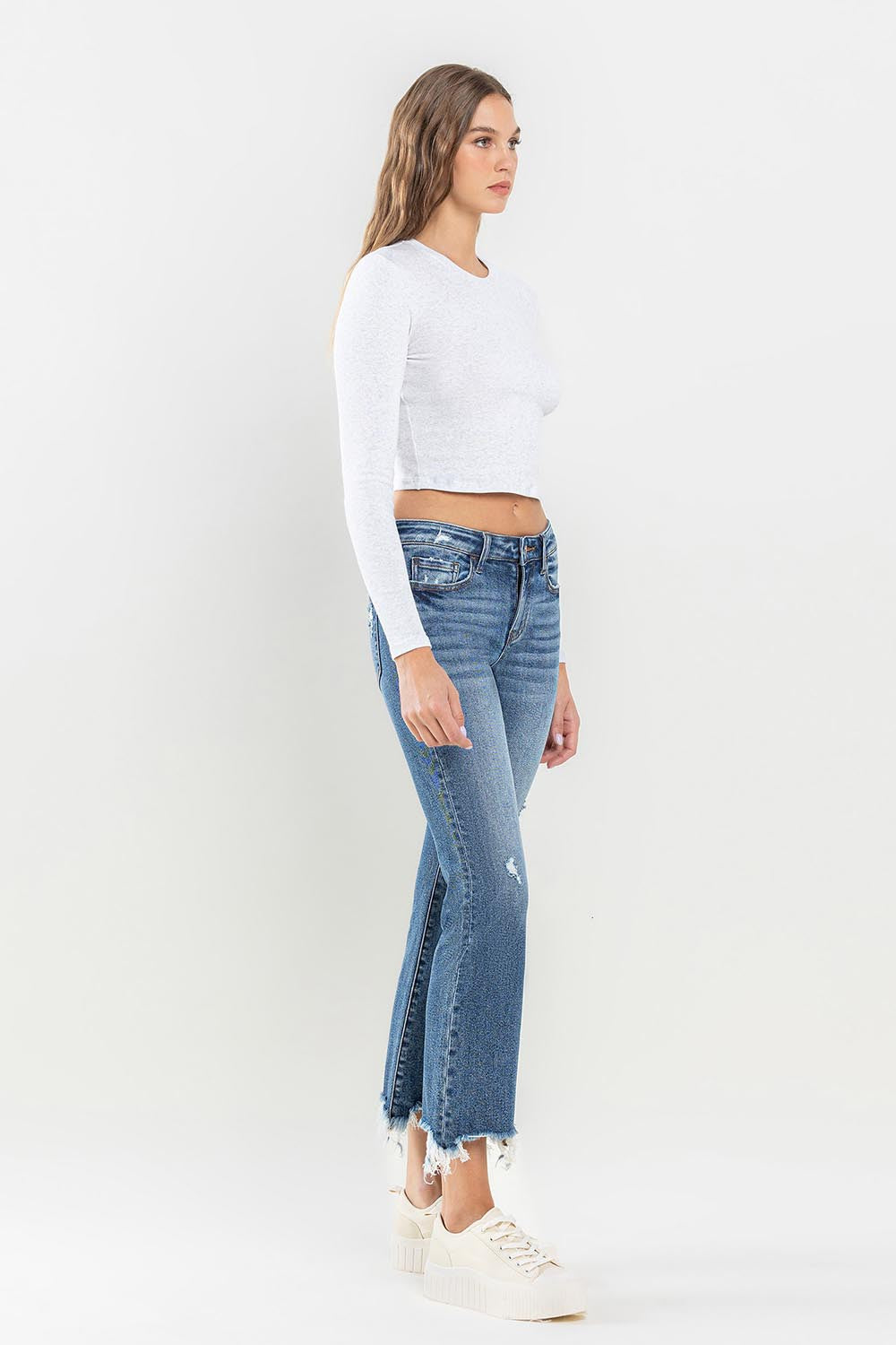 Lovervet Mid Rise Frayed Hem Jeans