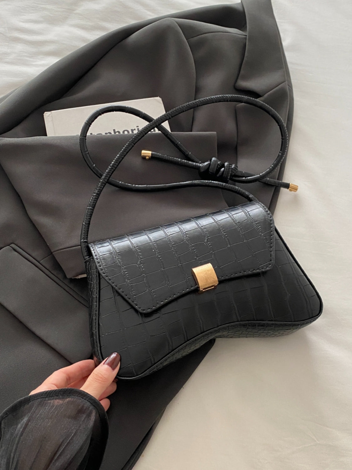 PU Leather Texture Crossbody Bag