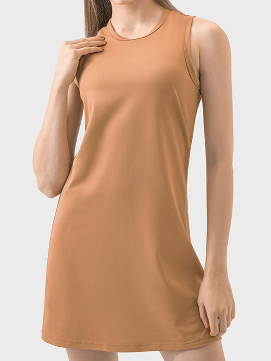 Round Neck Sleeveless Active Dress