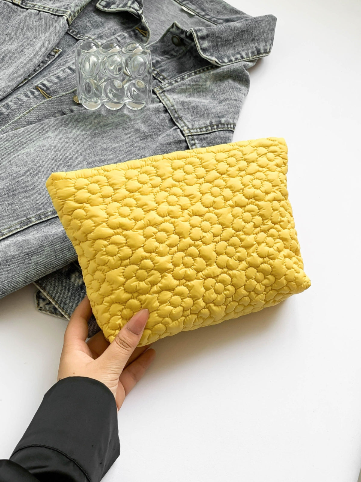 Flower Texture Polyester Clutch