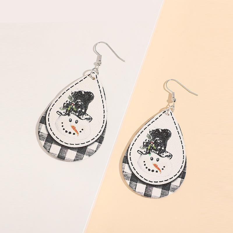 Snowman PU Leather Dangle Earrings