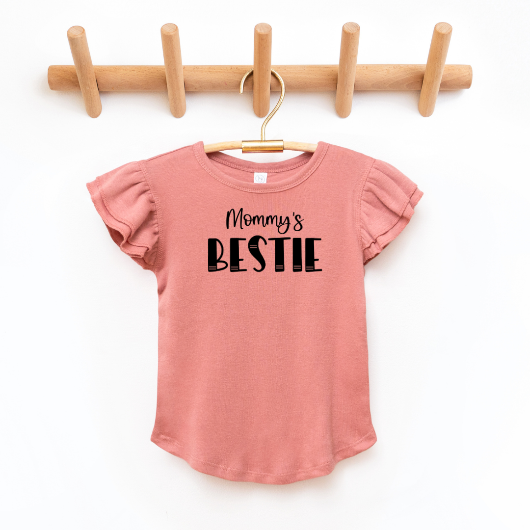 (Children's) Mommy's Bestie Toddler And Infant Flutter Sleeve Graphic Tee SZ 6M-6Years