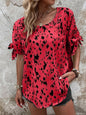 Tied Printed Boat Neck Blouse