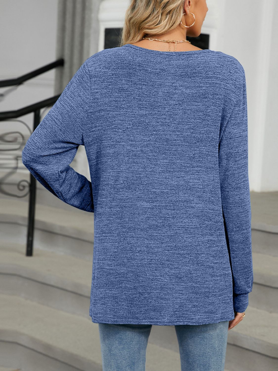 Full Size Cutout Round Neck Long Sleeve T-Shirt