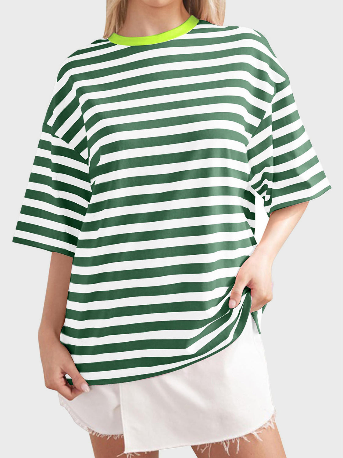 Striped Round Neck Half Sleeve T-Shirt