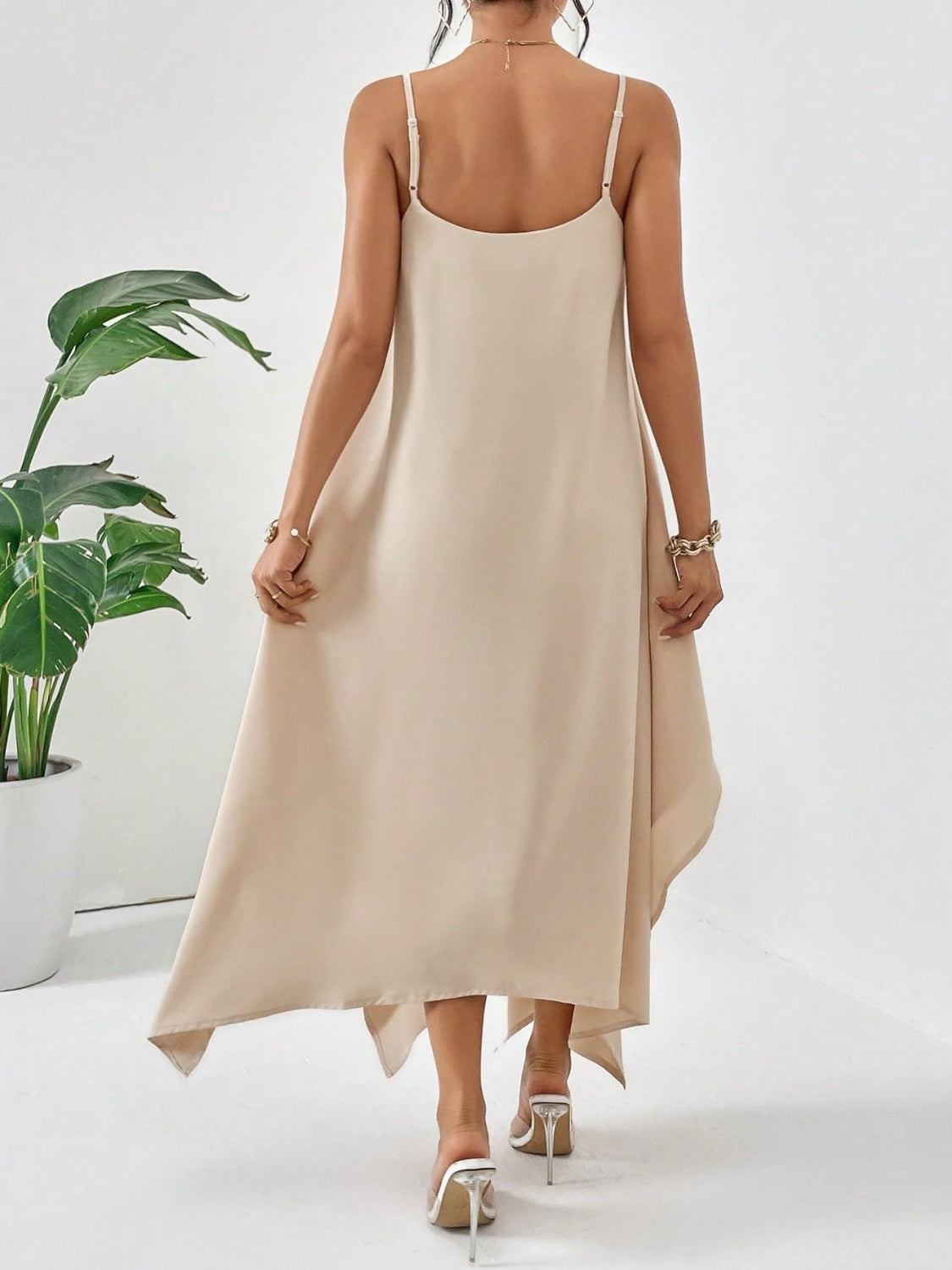 Full Size Scoop Neck Midi Cami Dress