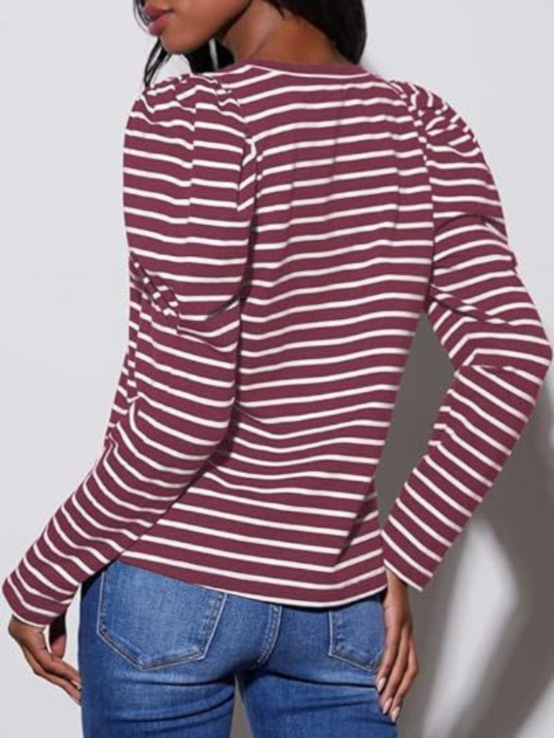 Full Size Striped Round Neck Long Sleeve T-Shirt