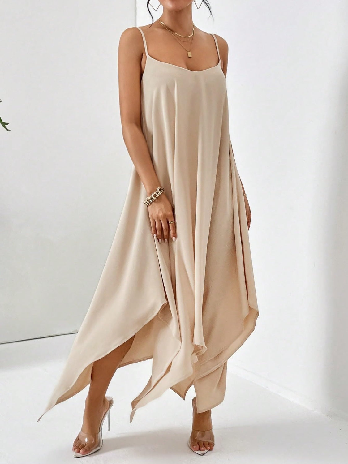 Full Size Scoop Neck Midi Cami Dress