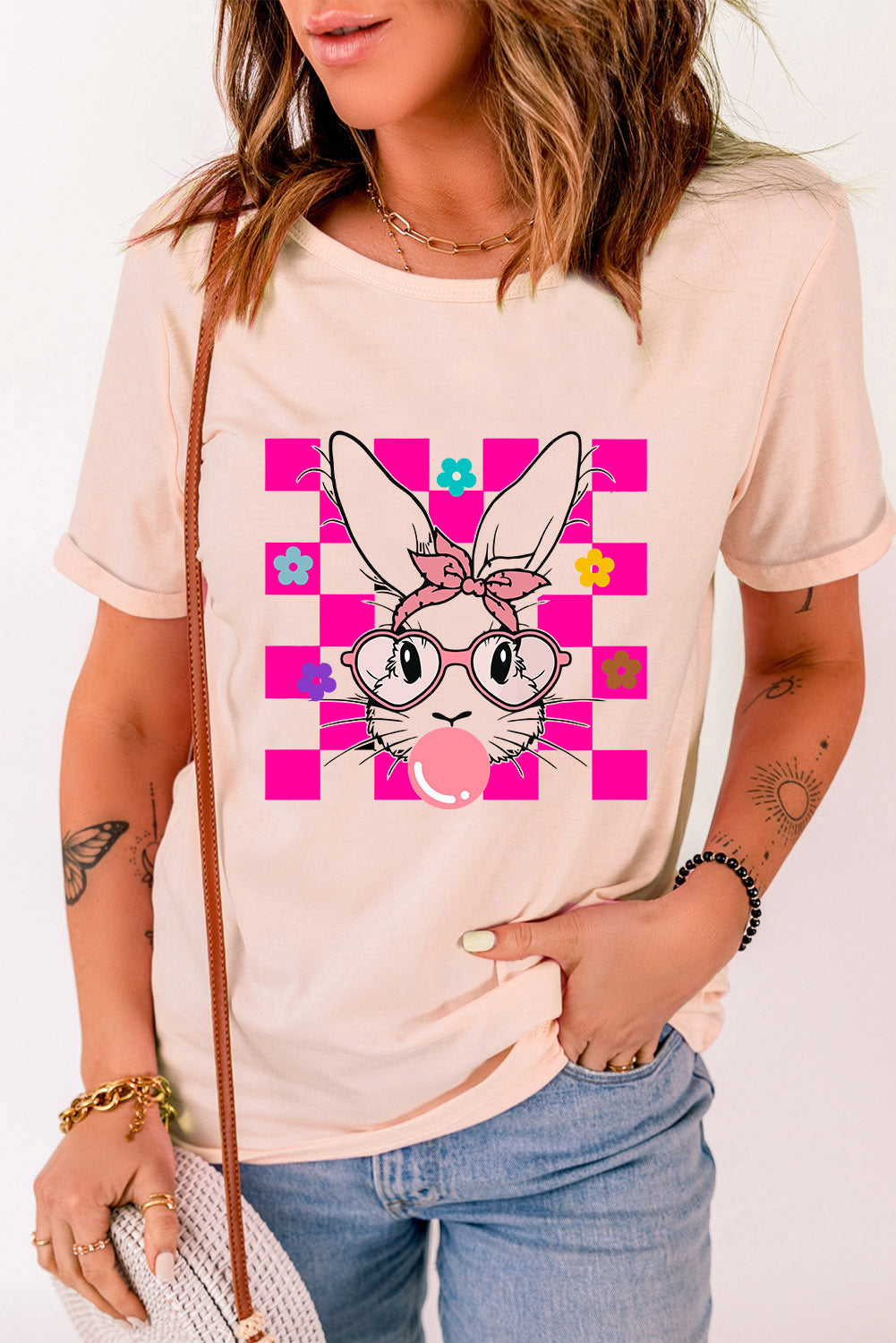 Full Size Rabbit Round Neck Short Sleeve T-Shirt