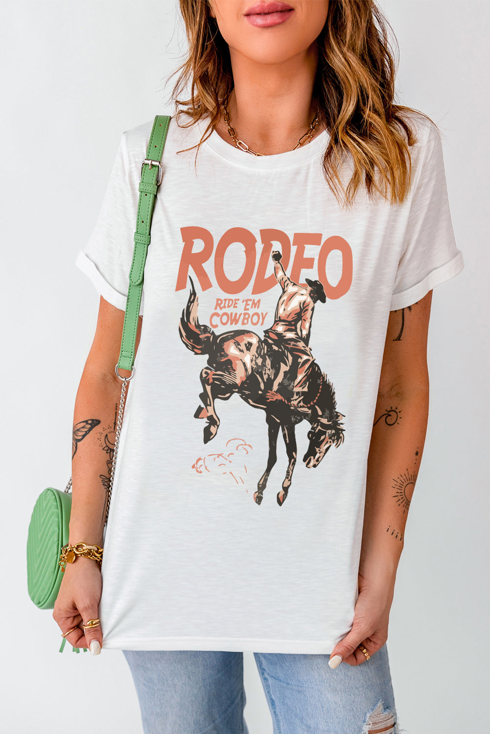 Full Size Cowboy Graphic Round Neck Short Sleeve T-Shirt