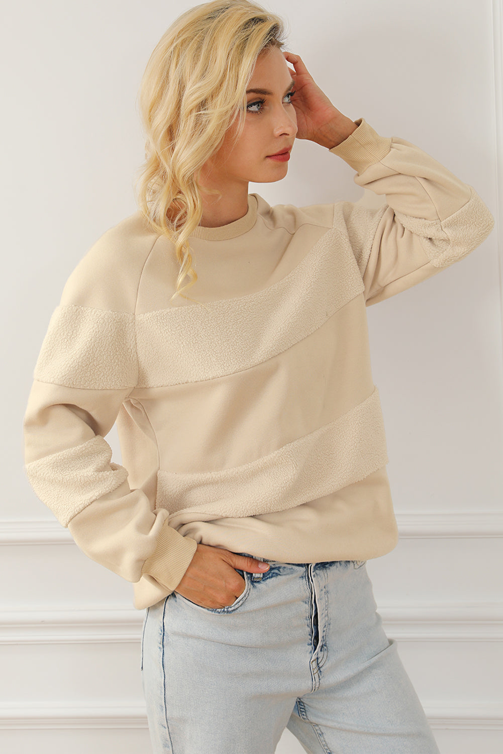 Round Neck Raglan Sleeve Sweatshirt