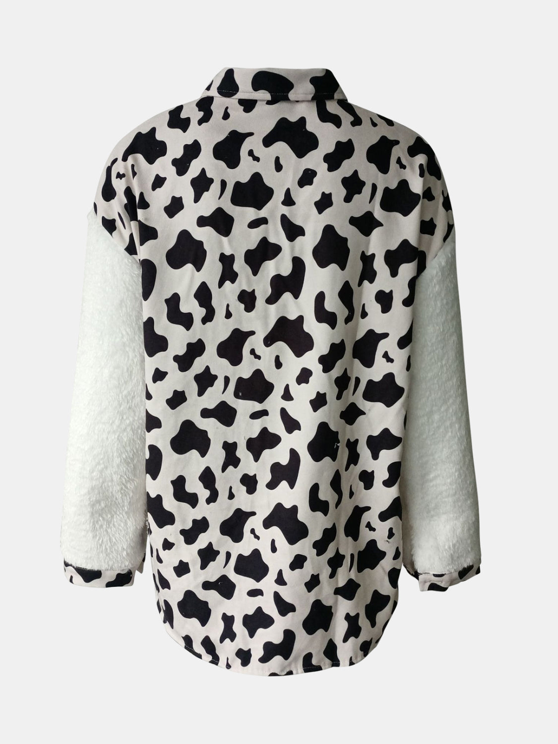 Fuzzy Button Up Long Sleeve Jacket