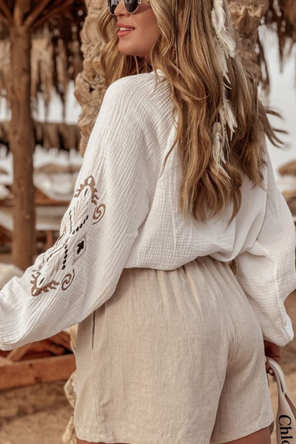 Embroidered Button Down Long Sleeve Shirt