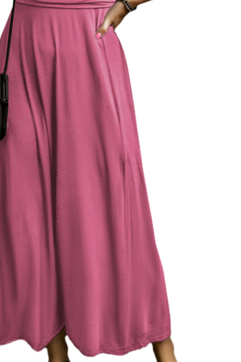 Smocked V-Neck Short Sleeve Maxi Dress