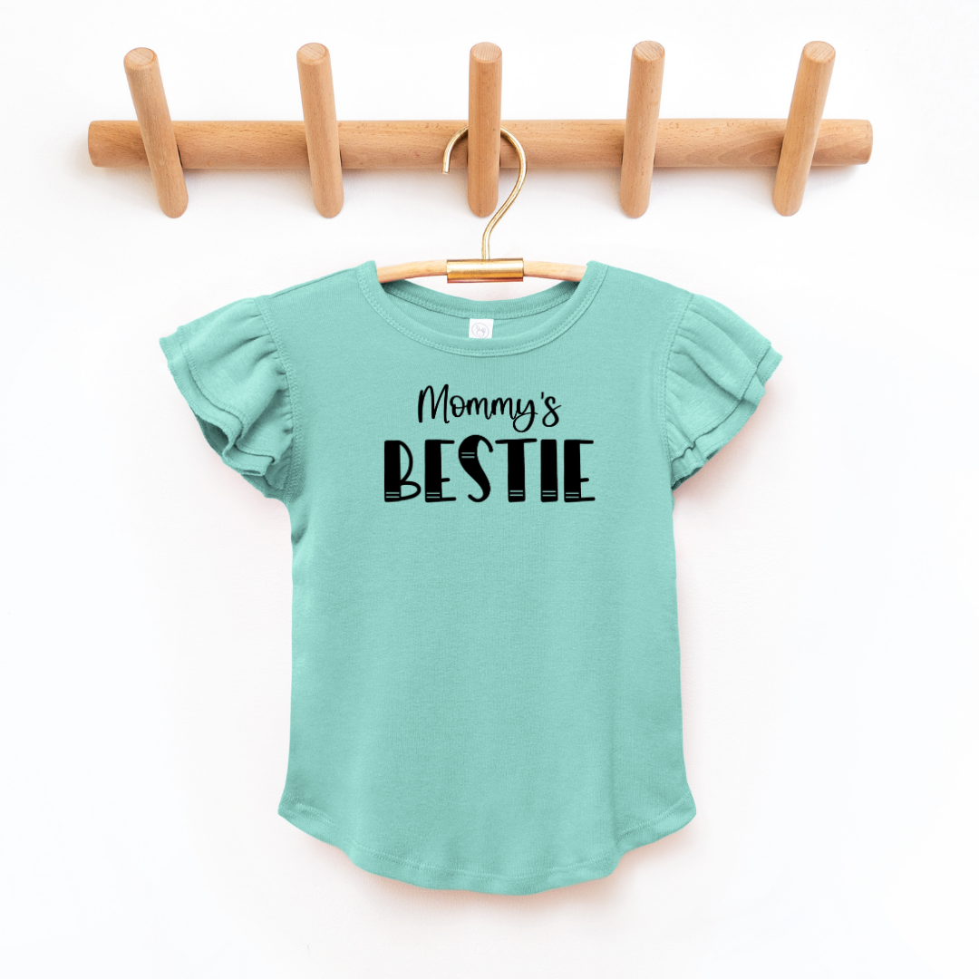 (Children's) Mommy's Bestie Toddler And Infant Flutter Sleeve Graphic Tee SZ 6M-6Years