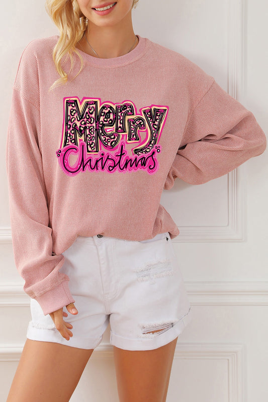 MERRY CHRISTMAS Round Neck Long Sleeve Sweatshirt