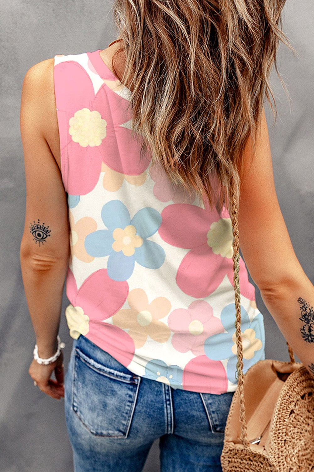 Flower Printed Round Neck Tank