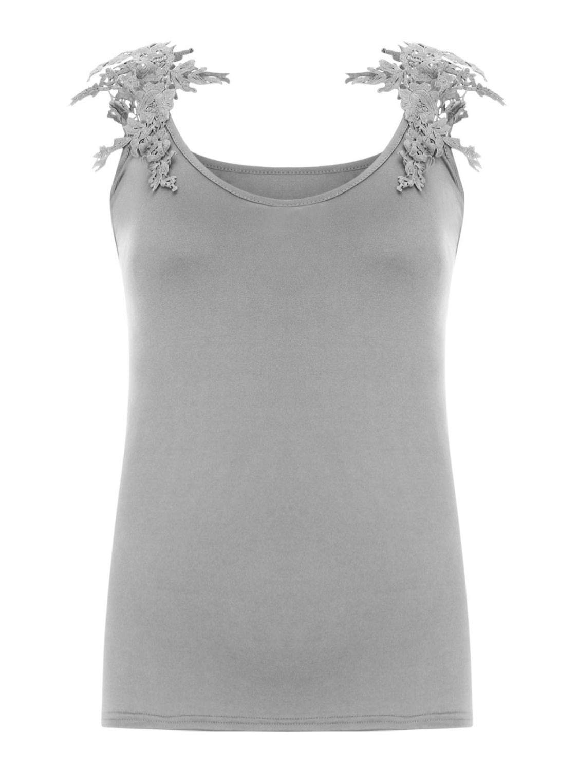 Full Size Lace Detail Scoop Neck Tank