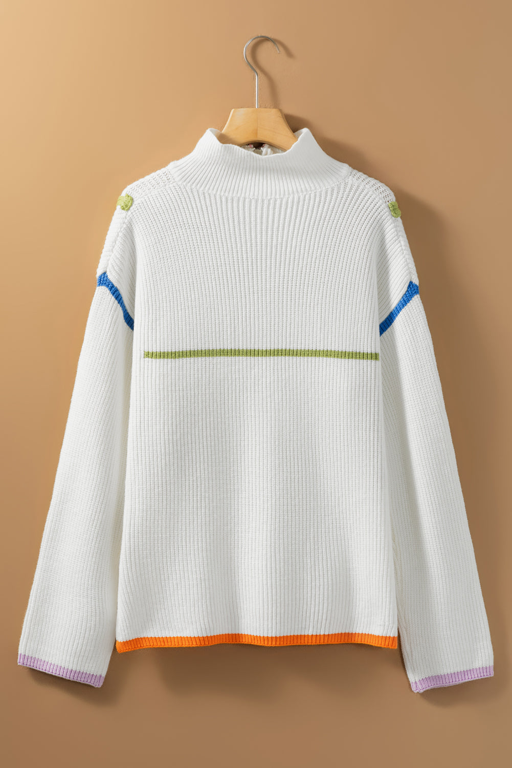 Contrast Half Zip Drop Shoulder Sweater