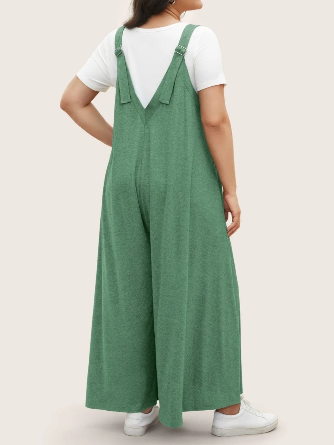 Full Size Pocketed Wide Leg Overalls