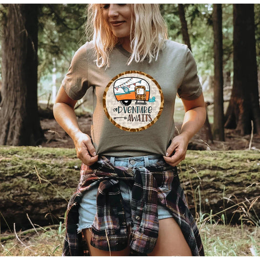 FULL SIZE Adventure Awaits Camper GRAPHIC TEE.