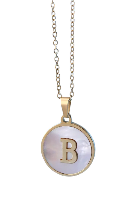 Gold Pearl Initial Necklace B