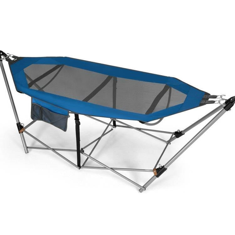 Blue Portable Camping Foldable Hammock with Stand and Carry Case