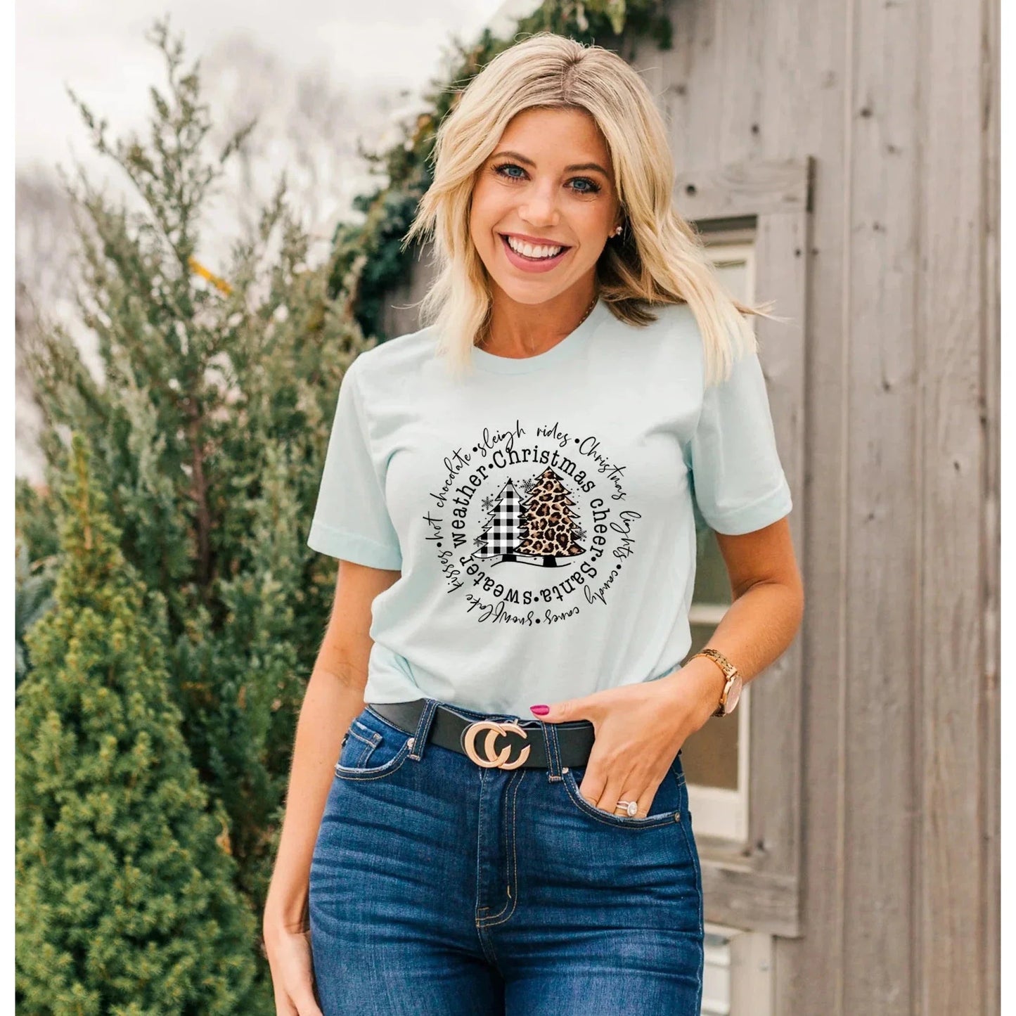 Full Size Christmas Things Round Full Tree GRAPHIC TEE