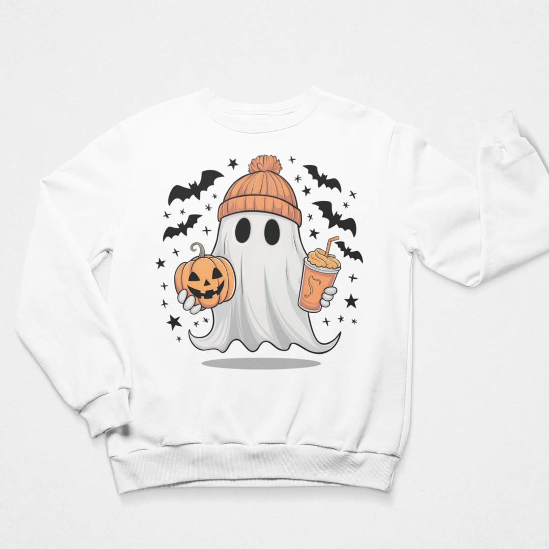 Retro Coffee Ghost Graphic Sweatshirt