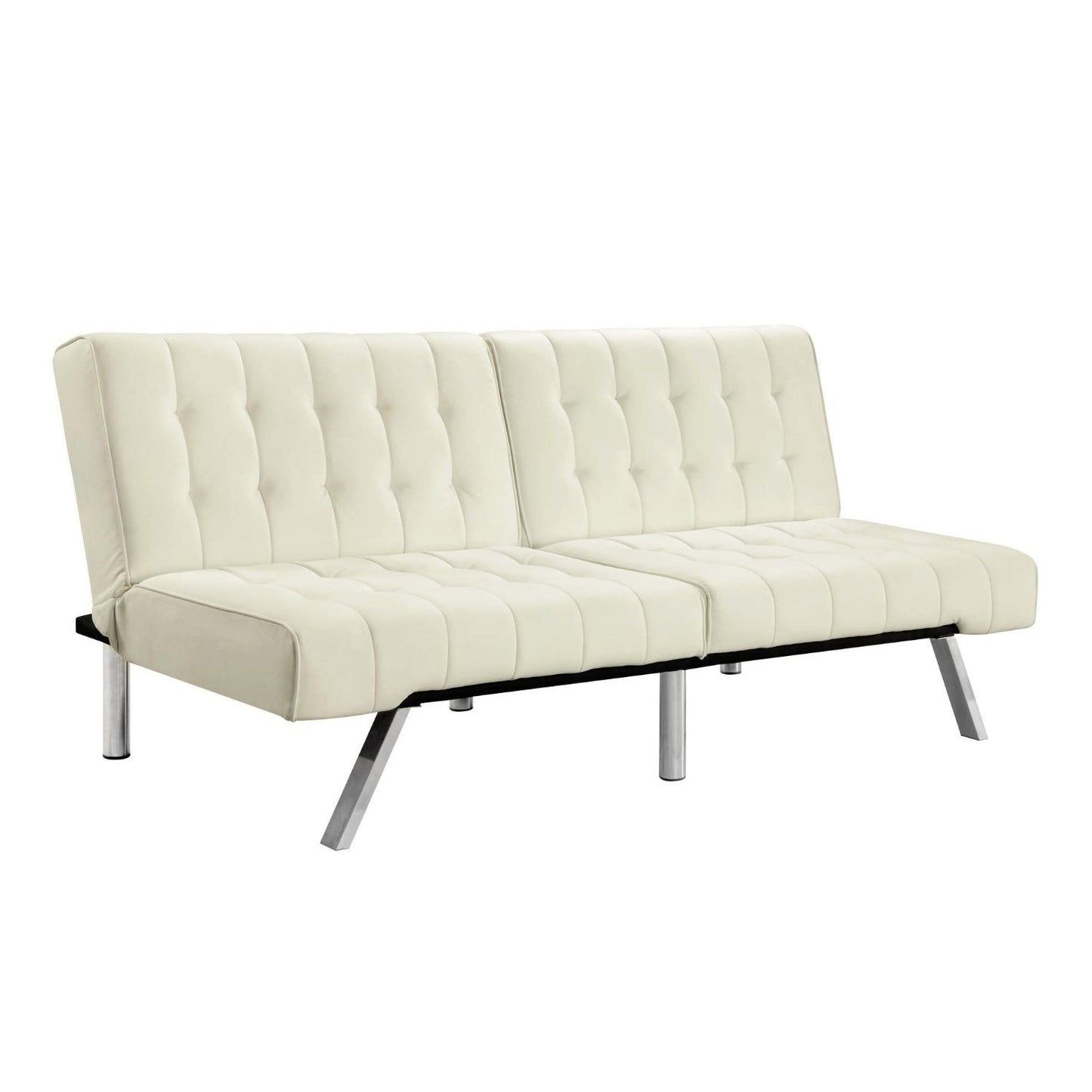 Split-back Multi-Position Futon Sofa Sleeper in Vanilla