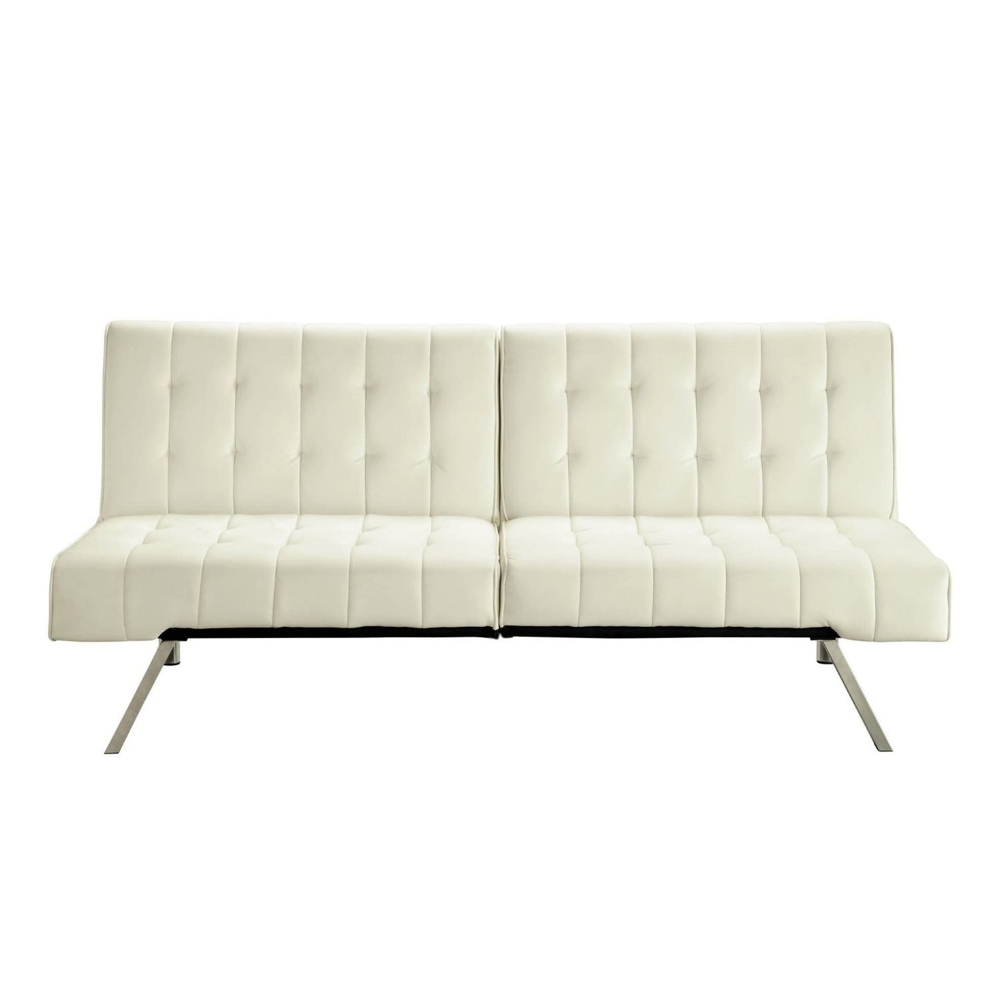 Split-back Multi-Position Futon Sofa Sleeper in Vanilla