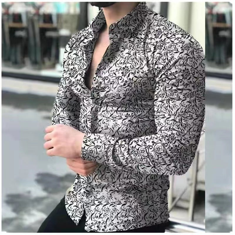 Men's Full Size Casual Shirt Button Down Long-Sleeve Work Shirt Spread Collar Shirt