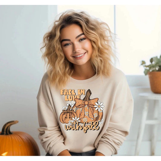 Full Size Fall in Love With Fall Bows Sweatshirt