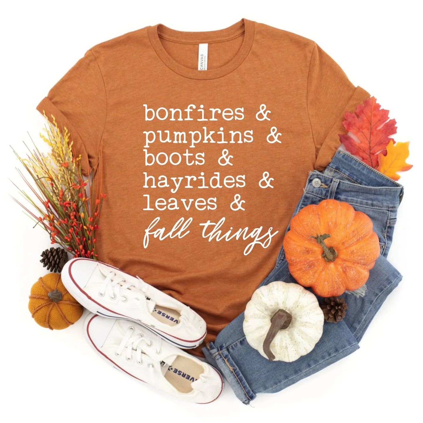 Full Size Leaves & Fall Things Graphic Tees- 3 colors options