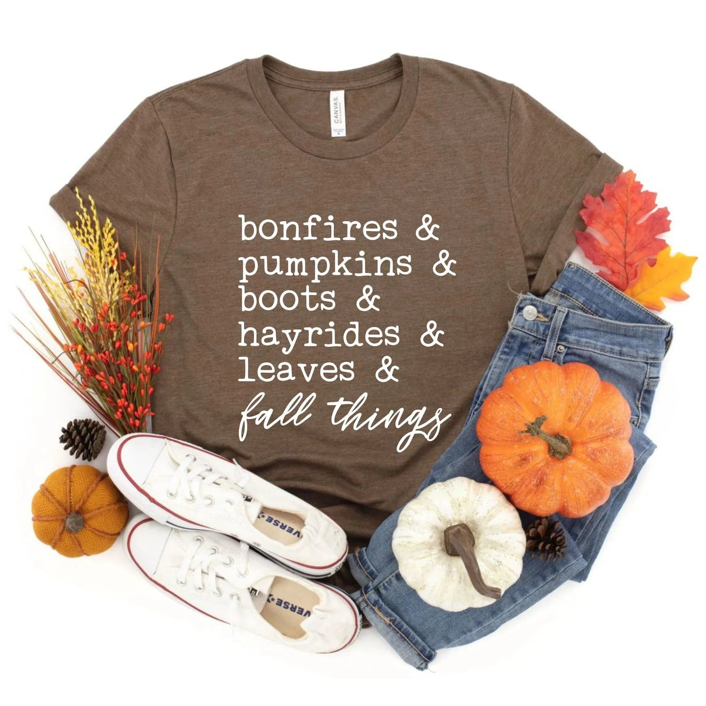 Full Size Leaves & Fall Things Graphic Tees- 3 colors options