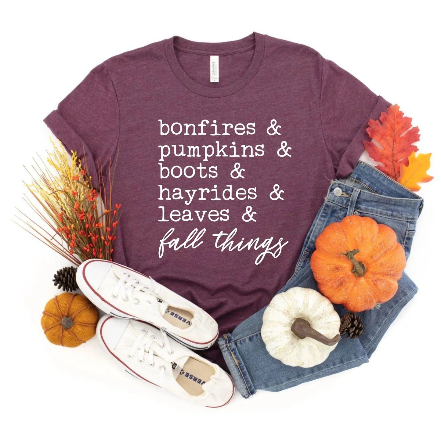 Full Size Leaves & Fall Things Graphic Tees- 3 colors options