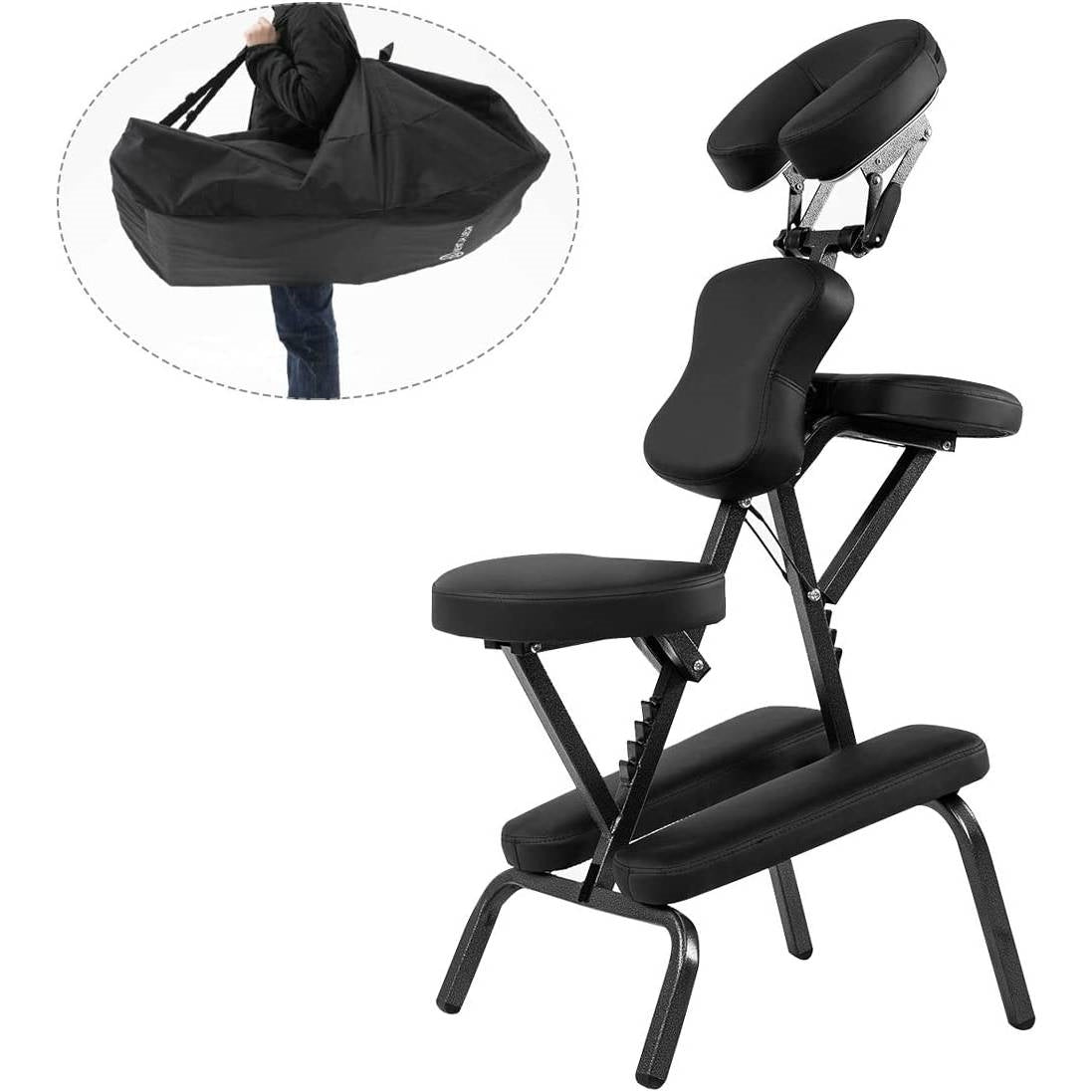 Black Portable Massage Tattoo Chair with Carrying Bag