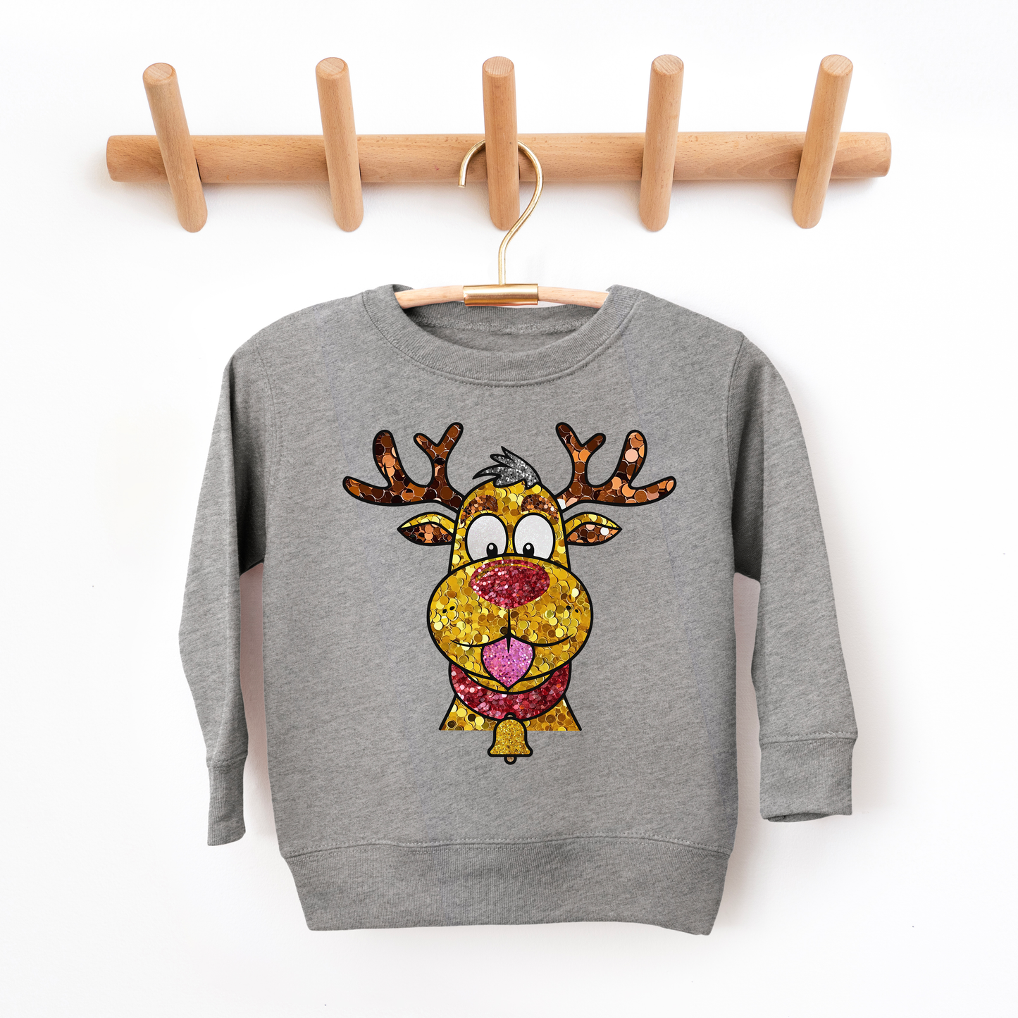 Glitter Reindeer Youth & Toddler Sweatshirt SZ 2T-YXL