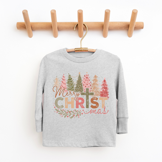 Merry Christmas Youth & Toddler Long Sleeve Graphic Tee SZ 2T-YXL