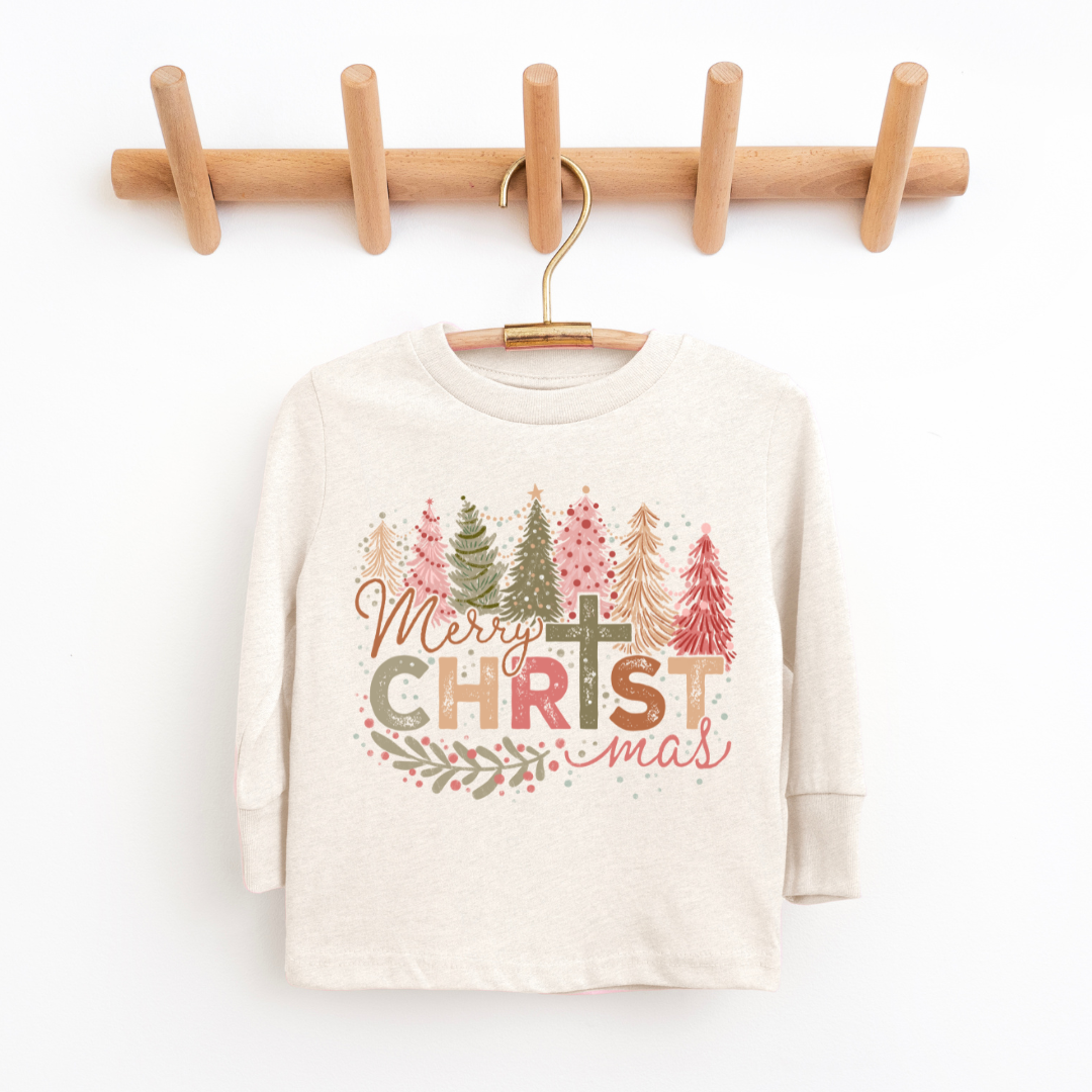 Merry Christmas Youth & Toddler Long Sleeve Graphic Tee SZ 2T-YXL